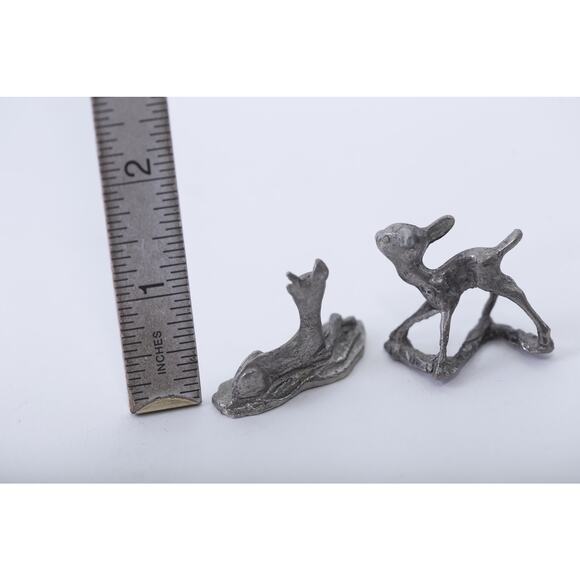 Forest Deer Set Of Two, Pewter, Statue, Miniature, Game Piece, Statuette, Vintag - Picture 3 of 3